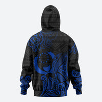 Pohnpei Federated States Of Micronesia Zip Hoodie Polynesian Tribal Heritage Art With Blue Island Tattoo Patterns