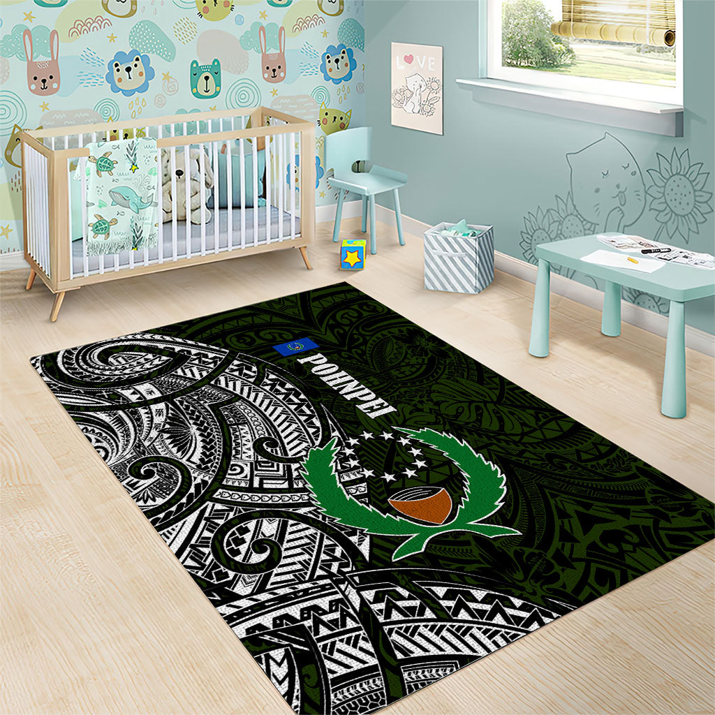 Pohnpei Federated States Of Micronesia Area Rug Polynesian Tribal Heritage Art With Kaselehlie State Seal