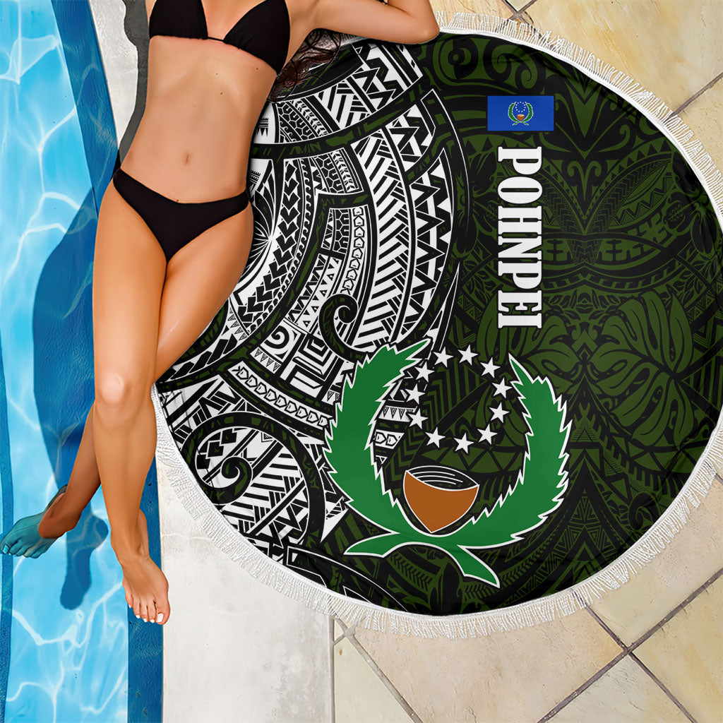 Pohnpei Federated States Of Micronesia Beach Blanket Polynesian Tribal Heritage Art With Kaselehlie State Seal