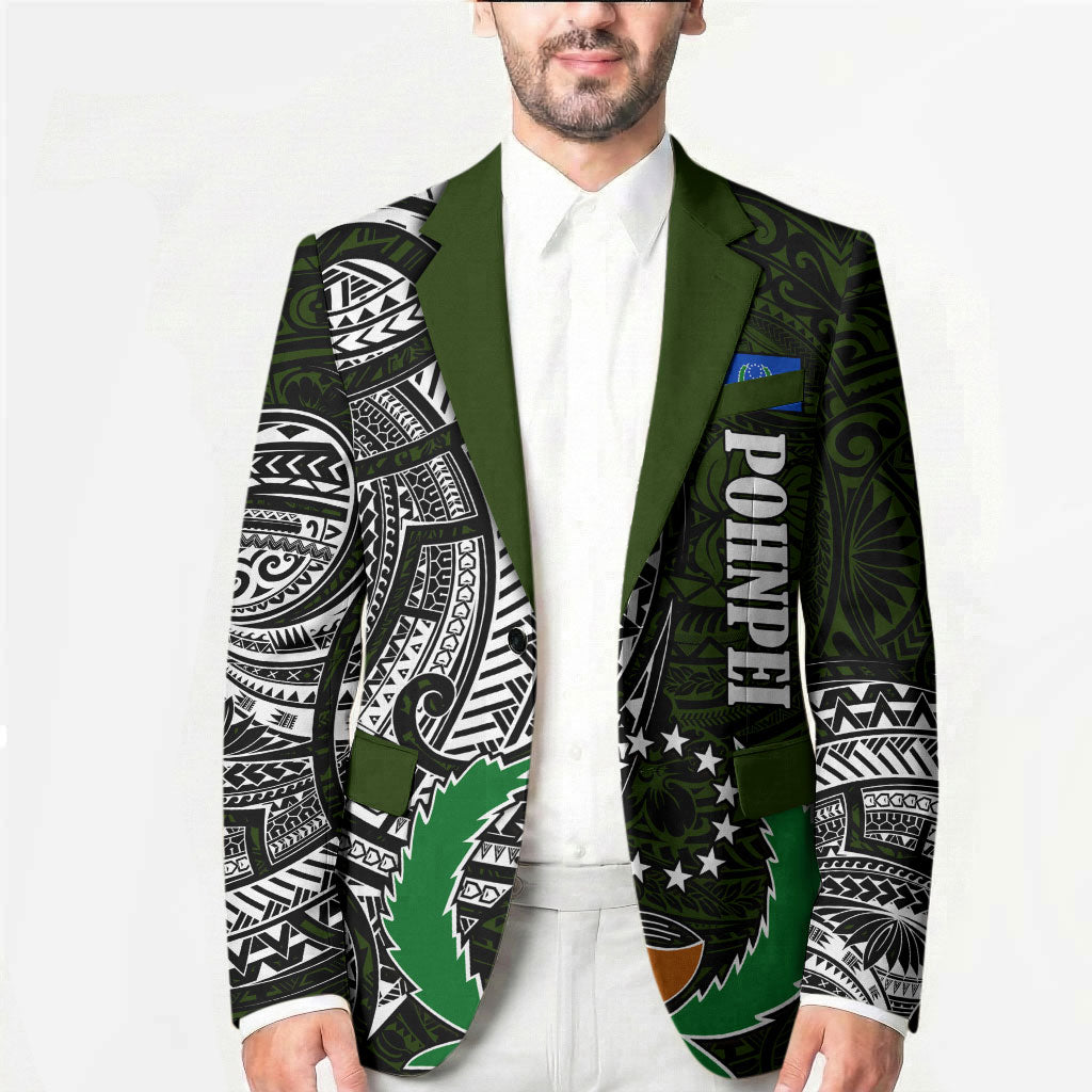 Pohnpei Federated States Of Micronesia Blazer Polynesian Tribal Heritage Art With Kaselehlie State Seal