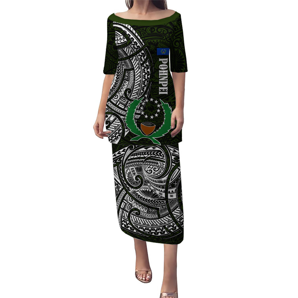 Pohnpei Federated States Of Micronesia Family Matching Puletasi and Hawaiian Shirt Polynesian Tribal Heritage Art With Kaselehlie State Seal