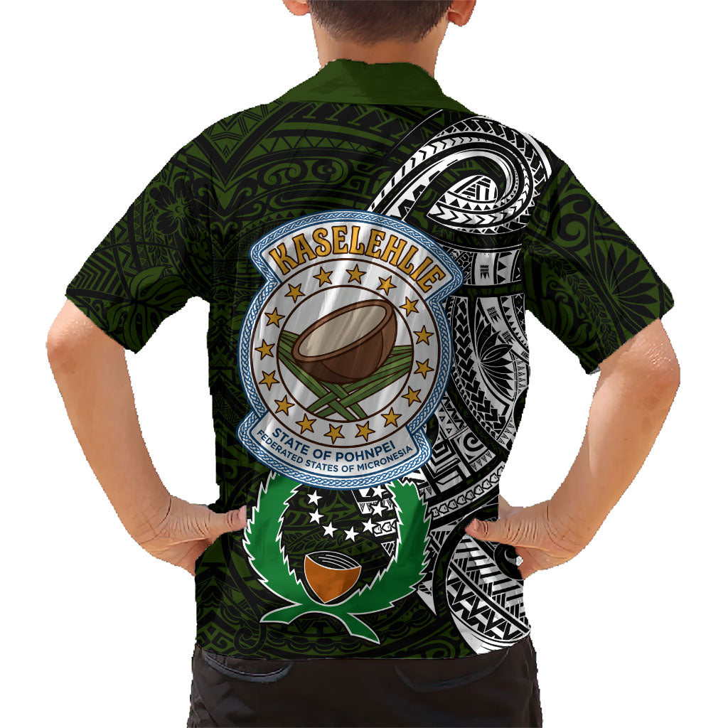 Pohnpei Federated States Of Micronesia Family Matching Summer Maxi Dress and Hawaiian Shirt Polynesian Tribal Heritage Art With Kaselehlie State Seal