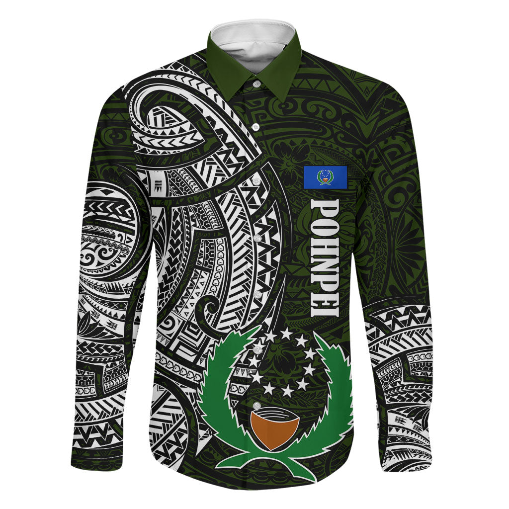 Pohnpei Federated States Of Micronesia Family Matching Tank Maxi Dress and Hawaiian Shirt Polynesian Tribal Heritage Art With Kaselehlie State Seal