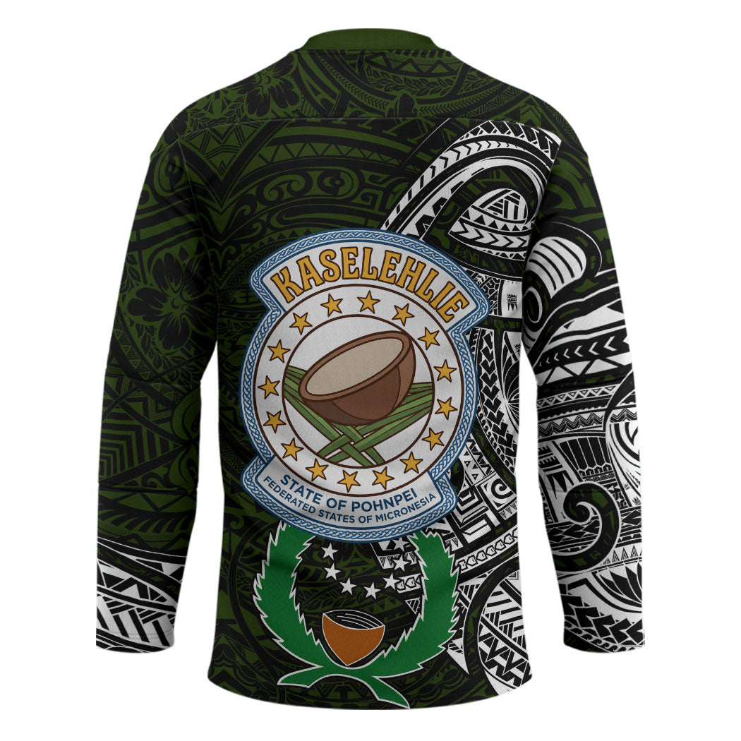 Pohnpei Federated States Of Micronesia Hockey Jersey Polynesian Tribal Heritage Art With Kaselehlie State Seal