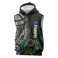 Pohnpei Federated States Of Micronesia Sleeveless Hoodie Polynesian Tribal Heritage Art With Kaselehlie State Seal