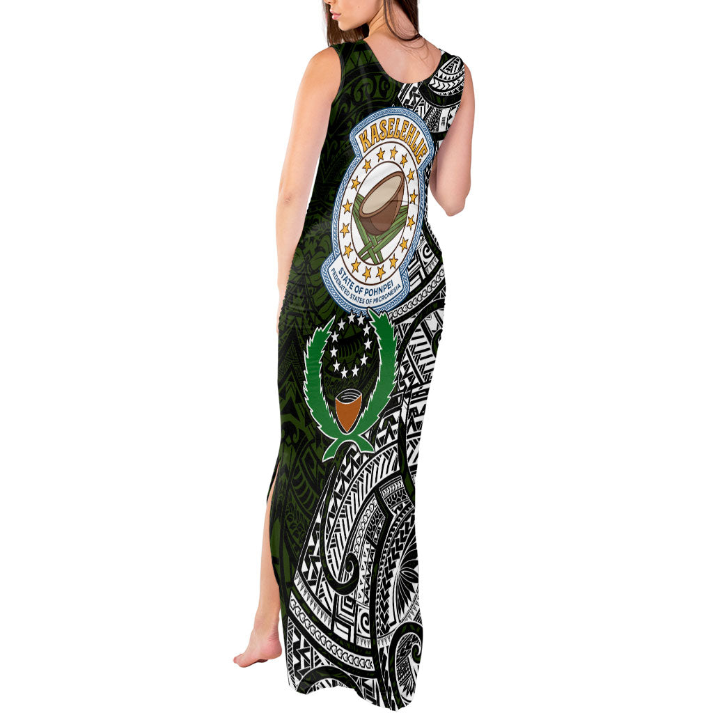 Pohnpei Federated States Of Micronesia Tank Maxi Dress Polynesian Tribal Heritage Art With Kaselehlie State Seal