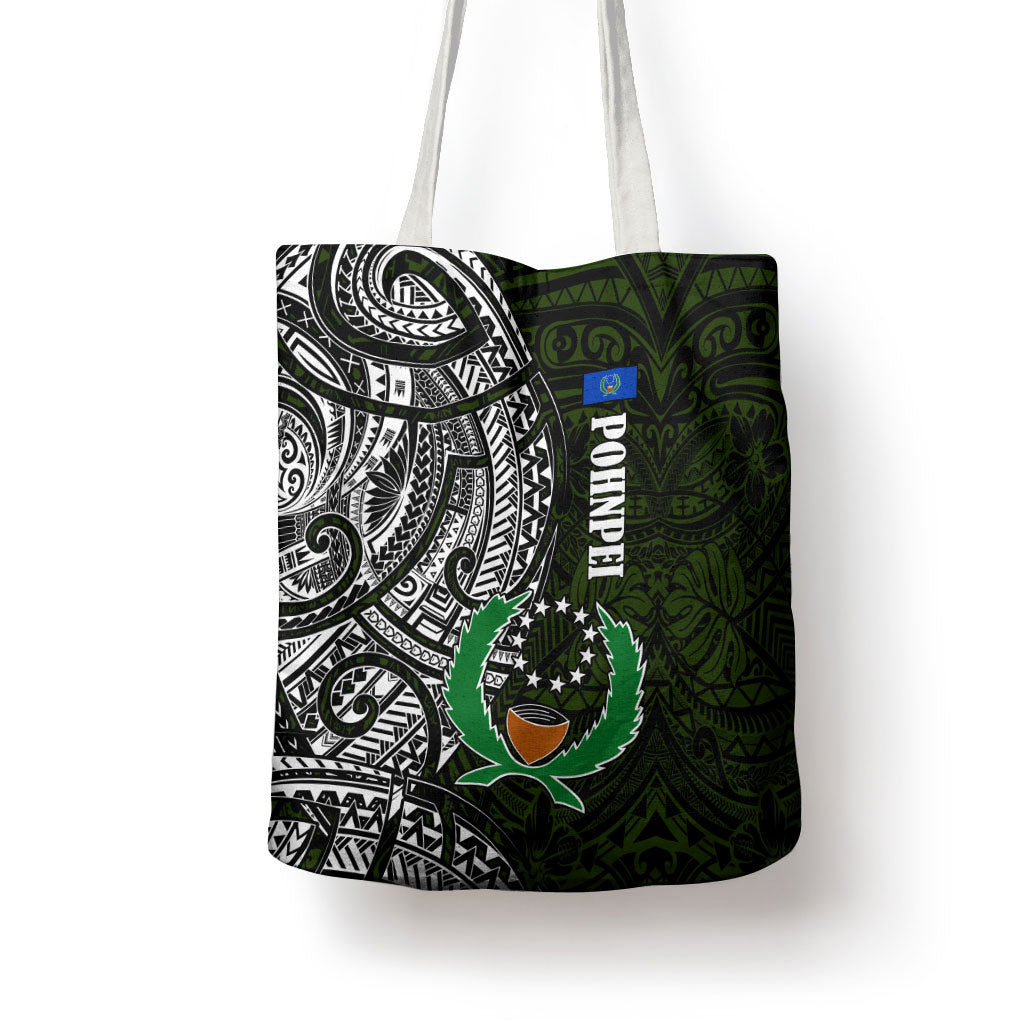 Pohnpei Federated States Of Micronesia Tote Bag Polynesian Tribal Heritage Art With Kaselehlie State Seal