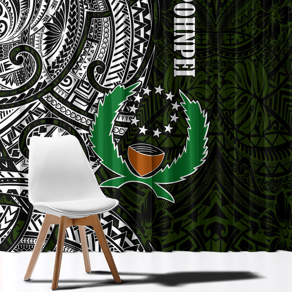 Pohnpei Federated States Of Micronesia Window Curtain Polynesian Tribal Heritage Art With Kaselehlie State Seal