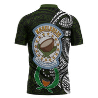 Pohnpei Federated States Of Micronesia Zipper Polo Shirt Polynesian Tribal Heritage Art With Kaselehlie State Seal