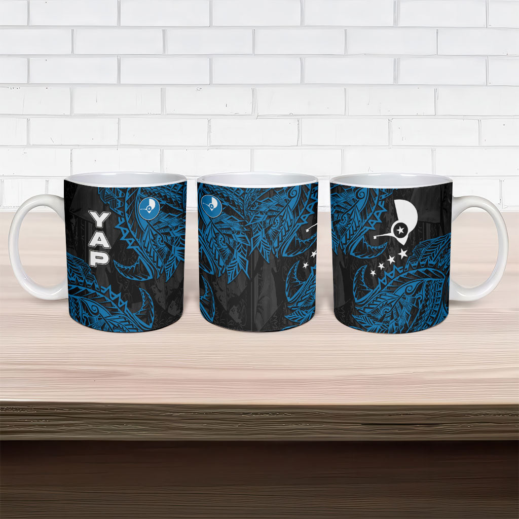 Yap Island Tribal Heritage Ceramic Mug Micronesian Polynesian Tattoo Pattern Blue Black Cultural Art TS04 - Polynesian Pride