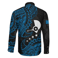 Yap Island Tribal Heritage Family Matching Puletasi and Hawaiian Shirt Micronesian Polynesian Tattoo Pattern Blue Black Cultural Art