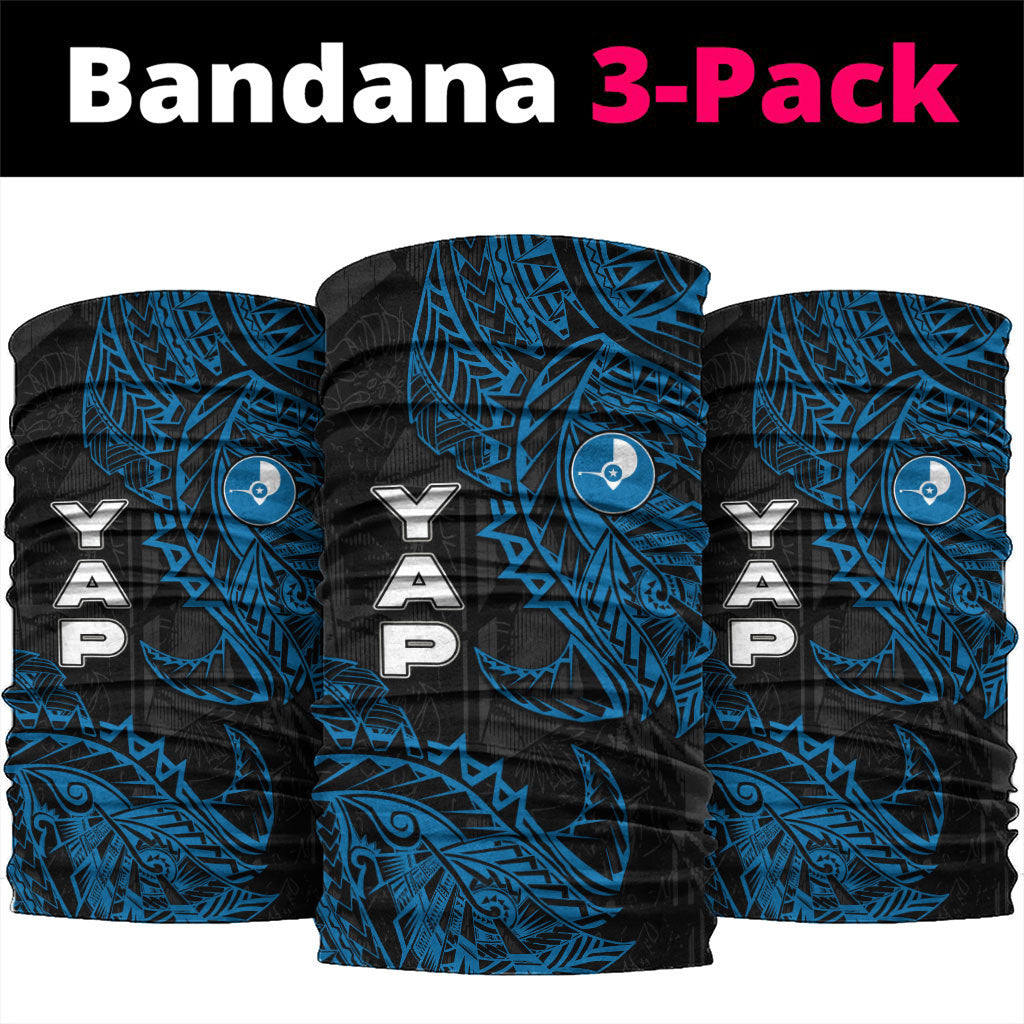 Yap Island Tribal Heritage Neck Gaiter Micronesian Polynesian Tattoo Pattern Blue Black Cultural Art