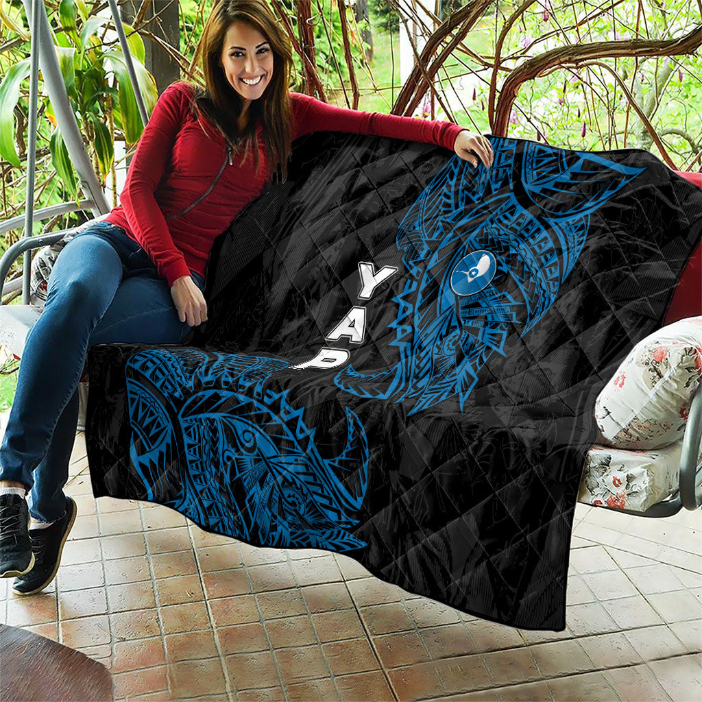 Yap Island Tribal Heritage Quilt Micronesian Polynesian Tattoo Pattern Blue Black Cultural Art TS04 - Polynesian Pride