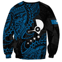 Yap Island Tribal Heritage Sweatshirt Micronesian Polynesian Tattoo Pattern Blue Black Cultural Art