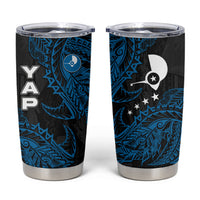 Yap Island Tribal Heritage Tumbler Cup Micronesian Polynesian Tattoo Pattern Blue Black Cultural Art