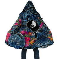 Yap Day Island Floral Tribal Heritage Cloak Micronesian Hibiscus Pattern Polynesian Tattoo Blue Art