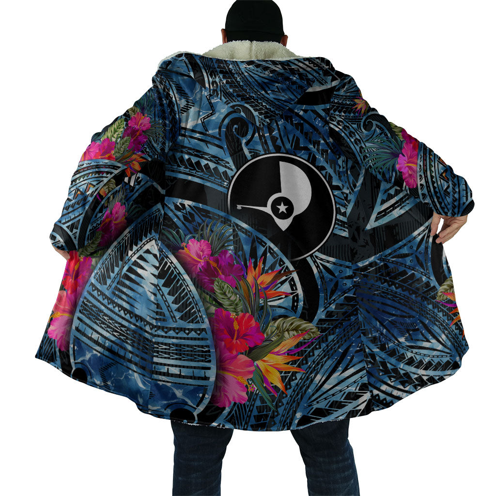 Yap Day Island Floral Tribal Heritage Cloak Micronesian Hibiscus Pattern Polynesian Tattoo Blue Art