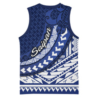 Northern Mariana Islands Saipan Basketball Jersey Polynesian Tribal Pattern - Commonwealth Seal Art