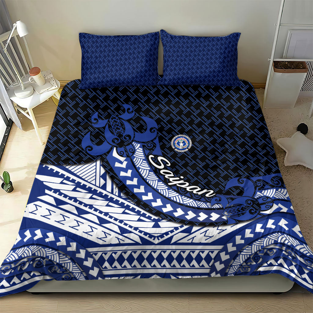 Northern Mariana Islands Saipan Bedding Set Polynesian Tribal Pattern - Commonwealth Seal Art