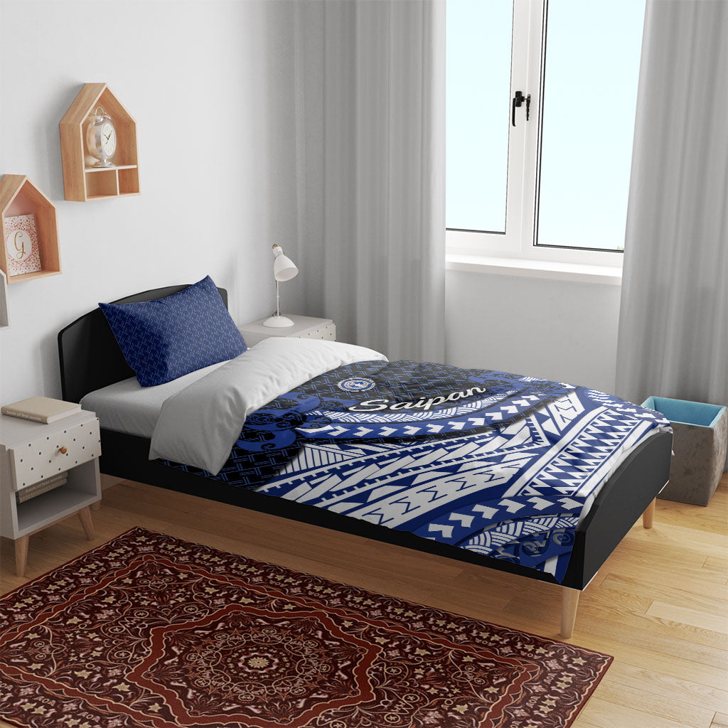 Northern Mariana Islands Saipan Bedding Set Polynesian Tribal Pattern - Commonwealth Seal Art