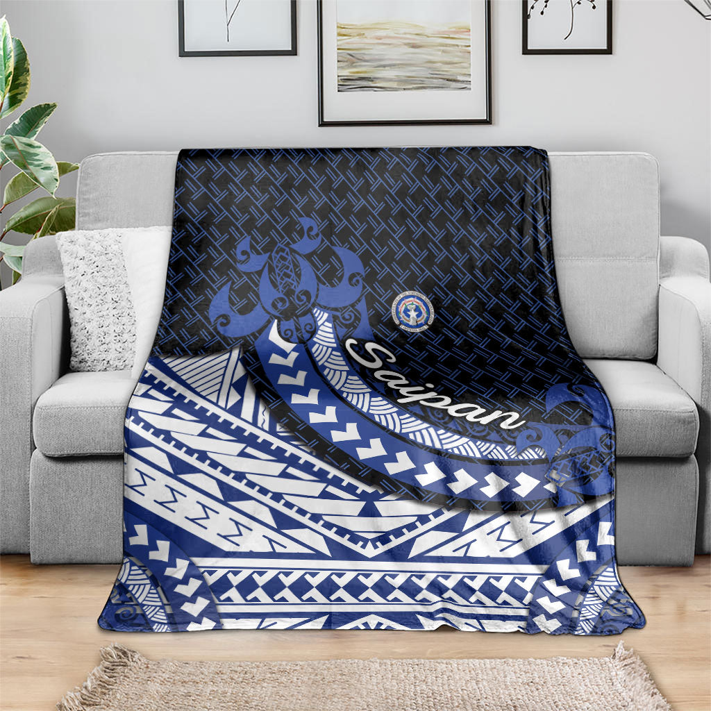 Northern Mariana Islands Saipan Blanket Polynesian Tribal Pattern - Commonwealth Seal Art