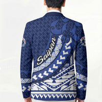 Northern Mariana Islands Saipan Blazer Polynesian Tribal Pattern - Commonwealth Seal Art
