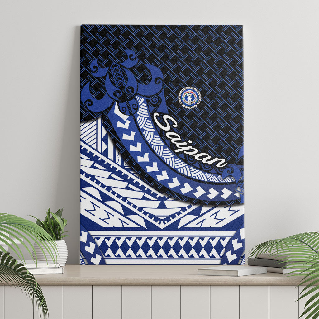 Northern Mariana Islands Saipan Canvas Wall Art Polynesian Tribal Pattern - Commonwealth Seal Art