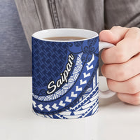 Northern Mariana Islands Saipan Ceramic Mug Polynesian Tribal Pattern - Commonwealth Seal Art