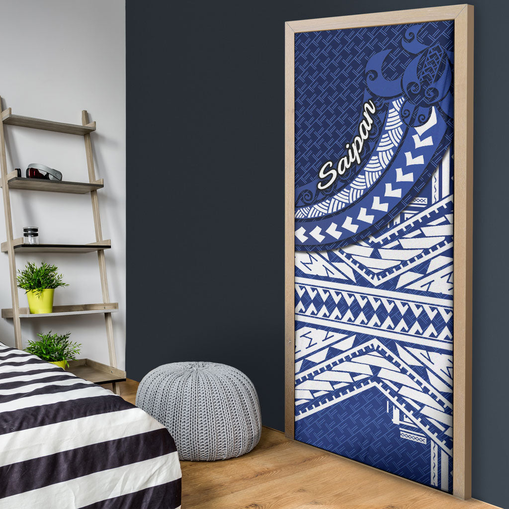 Northern Mariana Islands Saipan Door Cover Polynesian Tribal Pattern - Commonwealth Seal Art