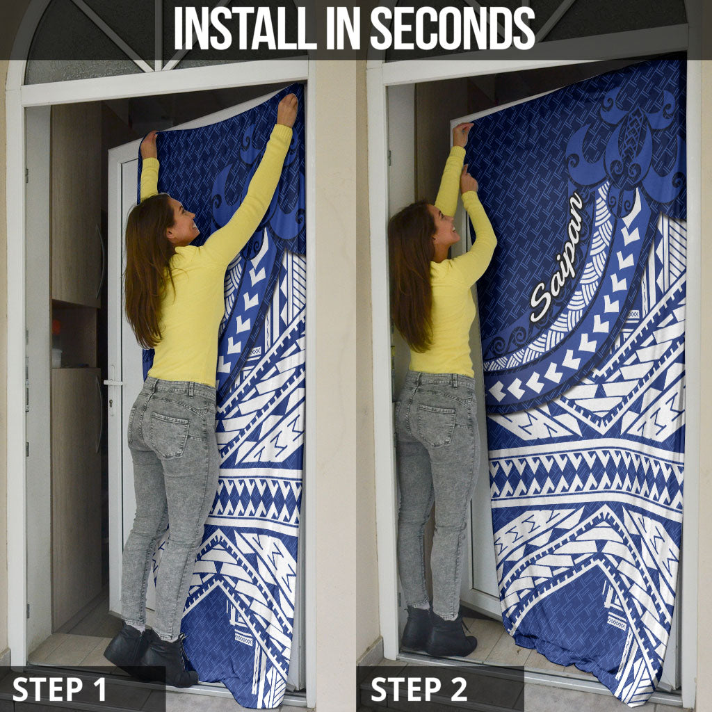 Northern Mariana Islands Saipan Door Cover Polynesian Tribal Pattern - Commonwealth Seal Art