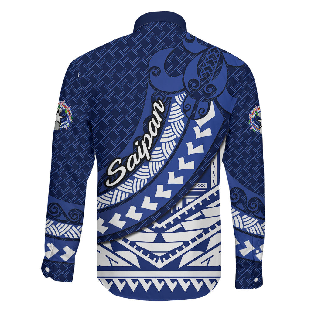 Northern Mariana Islands Saipan Family Matching Off The Shoulder Long Sleeve Dress and Hawaiian Shirt Polynesian Tribal Pattern - Commonwealth Seal Art TS04 - Polynesian Pride