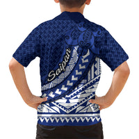 Northern Mariana Islands Saipan Family Matching Off Shoulder Short Dress and Hawaiian Shirt Polynesian Tribal Pattern - Commonwealth Seal Art TS04 - Polynesian Pride