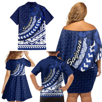 Northern Mariana Islands Saipan Family Matching Off Shoulder Short Dress and Hawaiian Shirt Polynesian Tribal Pattern - Commonwealth Seal Art TS04 - Polynesian Pride