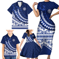 Northern Mariana Islands Saipan Family Matching Short Sleeve Bodycon Dress and Hawaiian Shirt Polynesian Tribal Pattern - Commonwealth Seal Art TS04 - Polynesian Pride