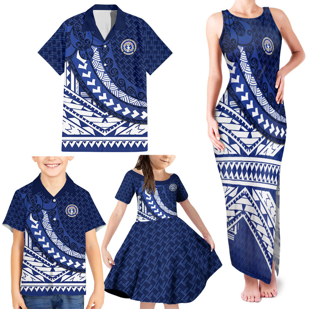 Northern Mariana Islands Saipan Family Matching Tank Maxi Dress and Hawaiian Shirt Polynesian Tribal Pattern - Commonwealth Seal Art TS04 - Polynesian Pride