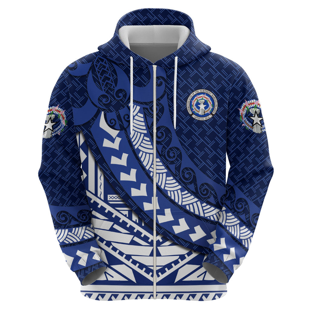 Northern Mariana Islands Saipan Hoodie Polynesian Tribal Pattern - Commonwealth Seal Art
