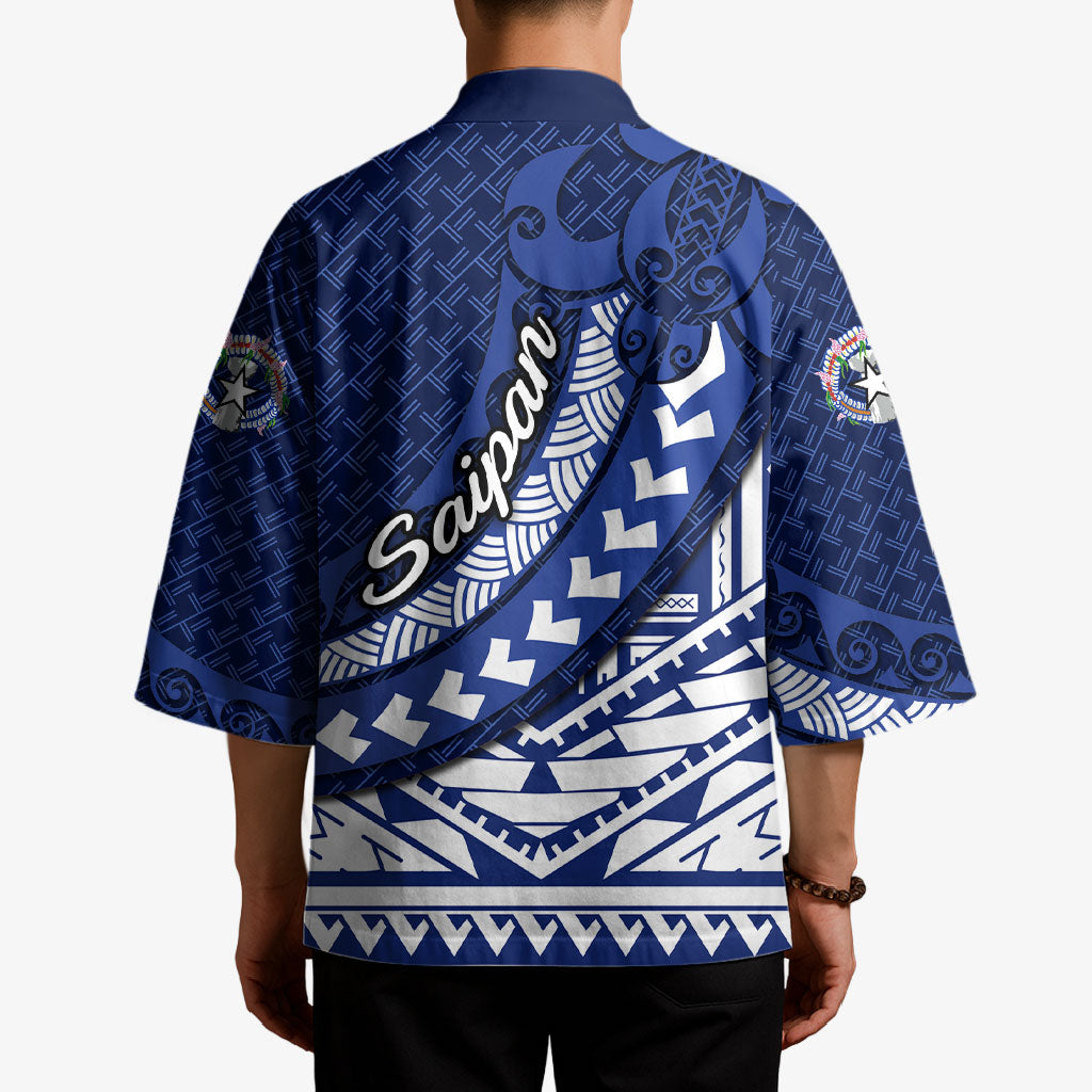 Northern Mariana Islands Saipan Kimono Polynesian Tribal Pattern - Commonwealth Seal Art