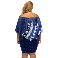 Northern Mariana Islands Saipan Off Shoulder Short Dress Polynesian Tribal Pattern - Commonwealth Seal Art