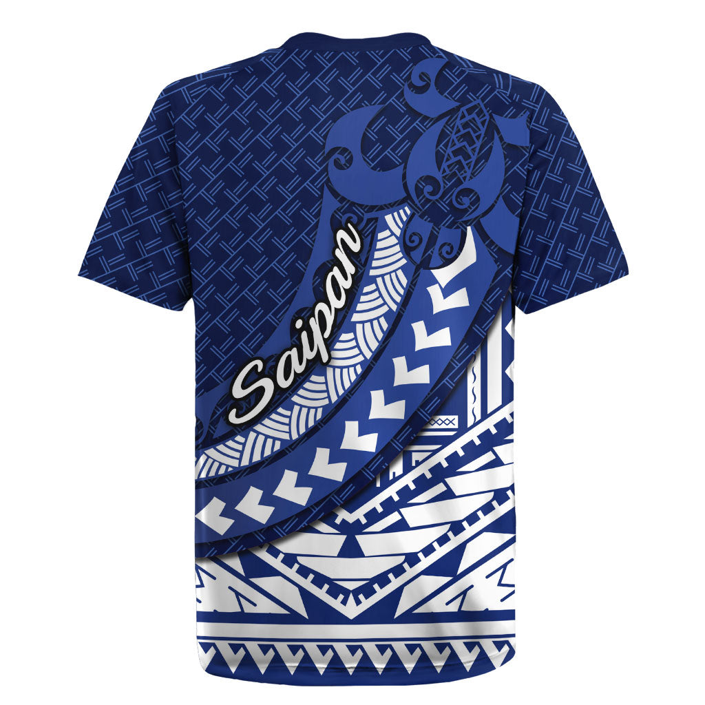 Northern Mariana Islands Saipan Rugby Jersey Polynesian Tribal Pattern - Commonwealth Seal Art
