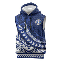 Northern Mariana Islands Saipan Sleeveless Hoodie Polynesian Tribal Pattern - Commonwealth Seal Art