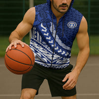 Northern Mariana Islands Saipan Sleeveless Zip Hoodie Polynesian Tribal Pattern - Commonwealth Seal Art