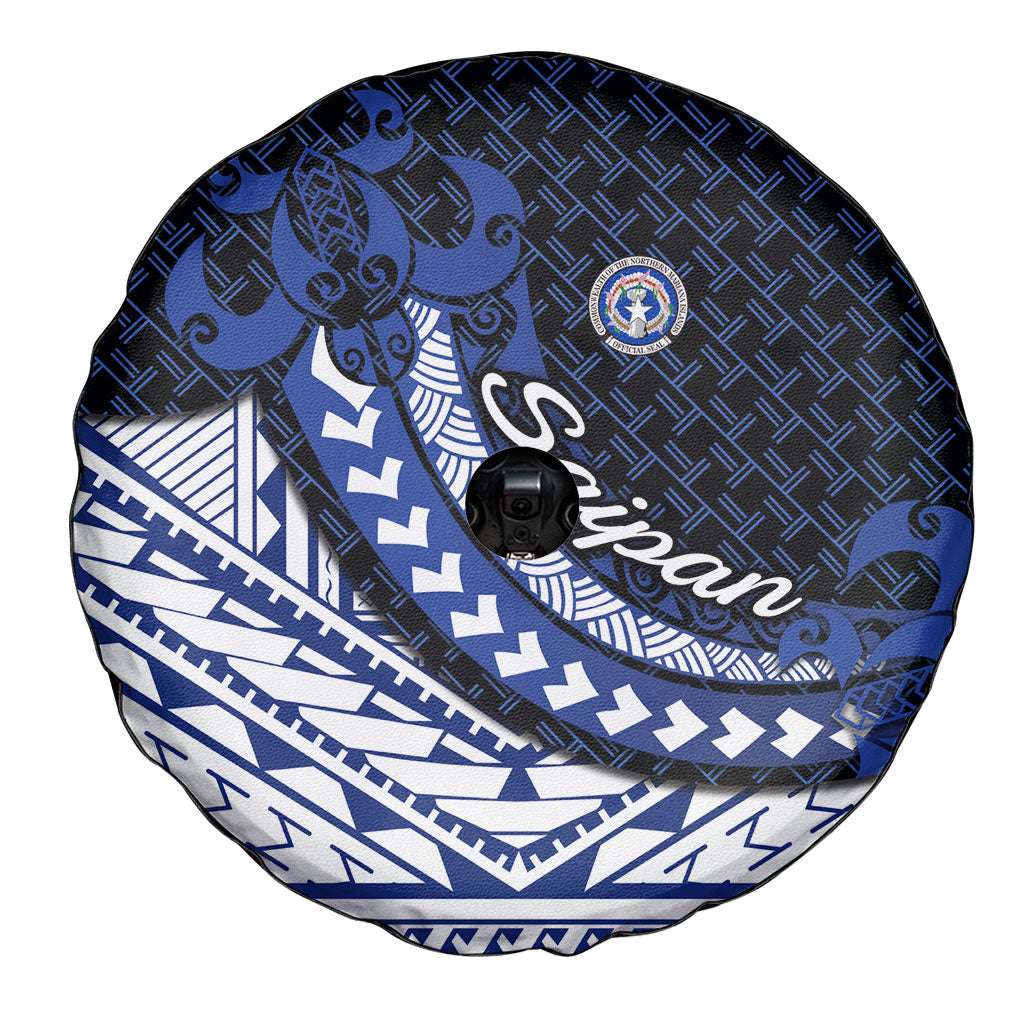 Northern Mariana Islands Saipan Spare Tire Cover Polynesian Tribal Pattern - Commonwealth Seal Art