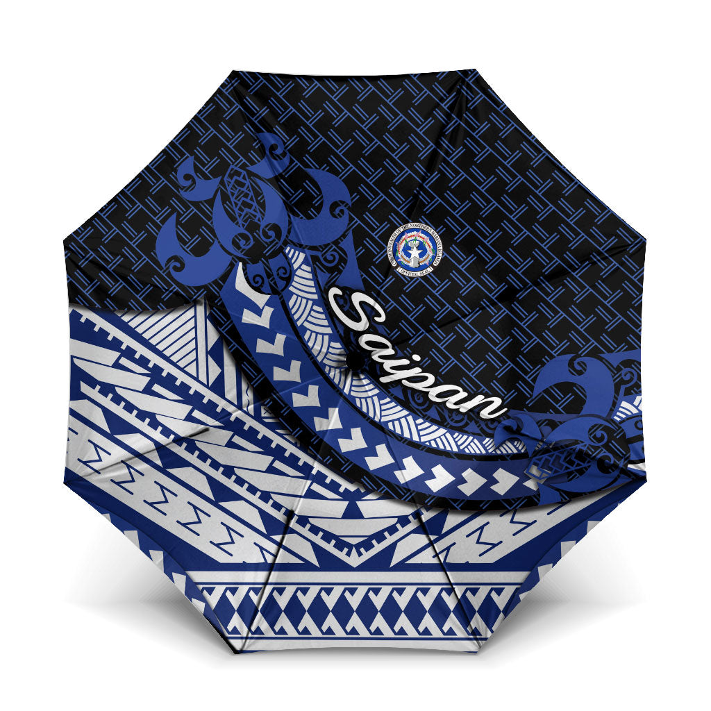 Northern Mariana Islands Saipan Umbrella Polynesian Tribal Pattern - Commonwealth Seal Art