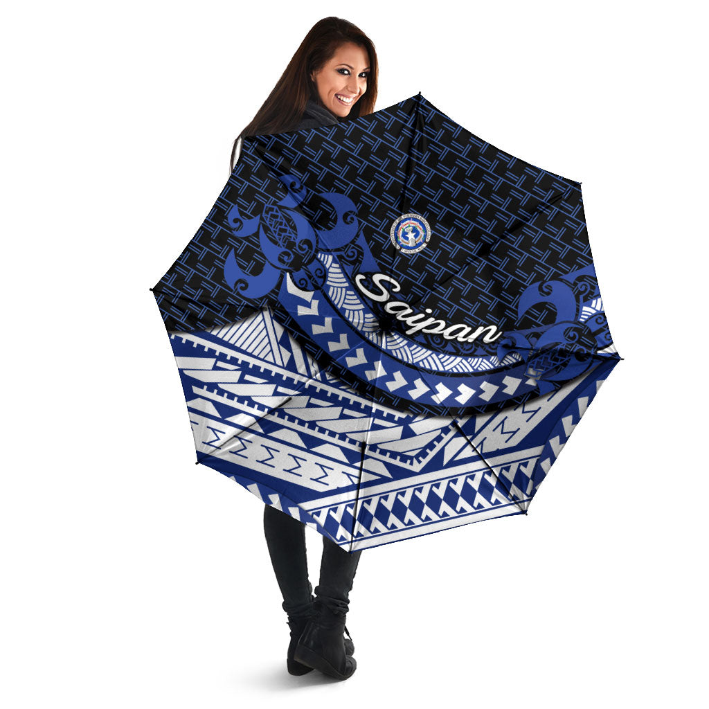 Northern Mariana Islands Saipan Umbrella Polynesian Tribal Pattern - Commonwealth Seal Art
