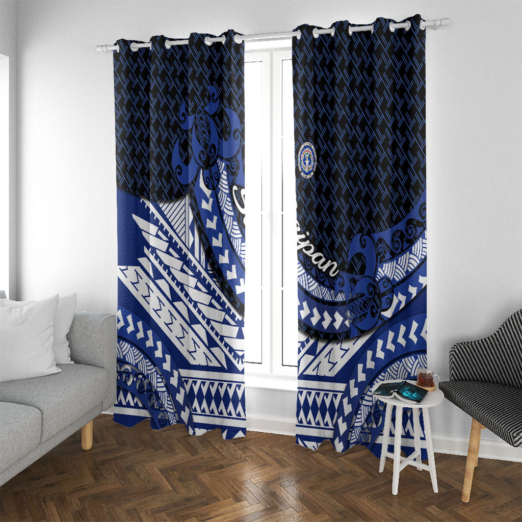 Northern Mariana Islands Saipan Window Curtain Polynesian Tribal Pattern - Commonwealth Seal Art