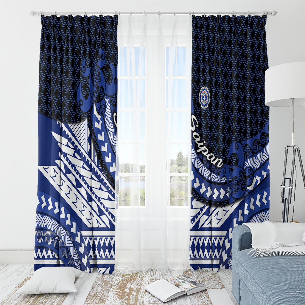 Northern Mariana Islands Saipan Window Curtain Polynesian Tribal Pattern - Commonwealth Seal Art
