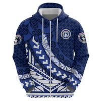 Northern Mariana Islands Saipan Zip Hoodie Polynesian Tribal Pattern - Commonwealth Seal Art