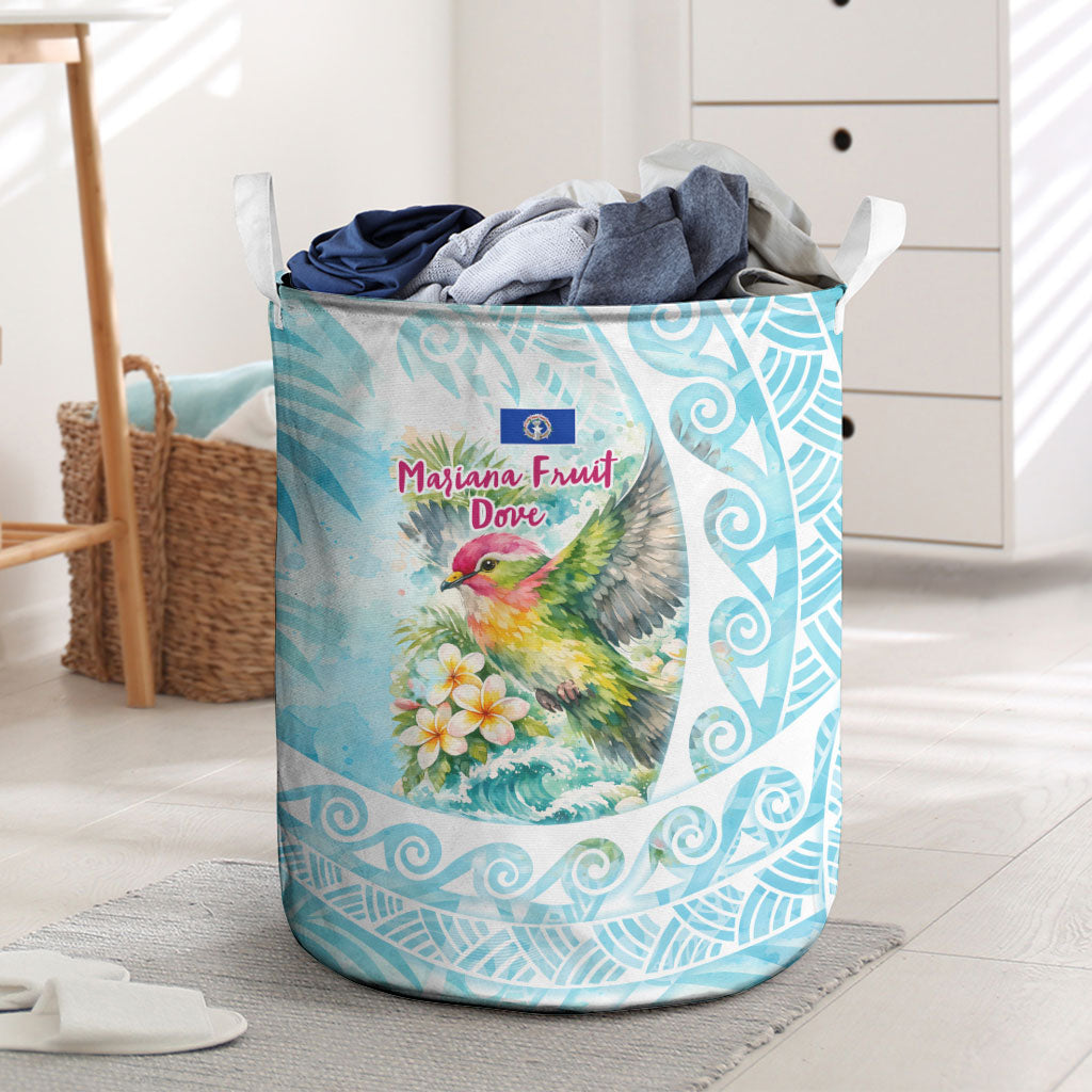 Saipan CMNI Laundry Basket Polynesian Northern Mariana Islands Fruit Dove Watercolor