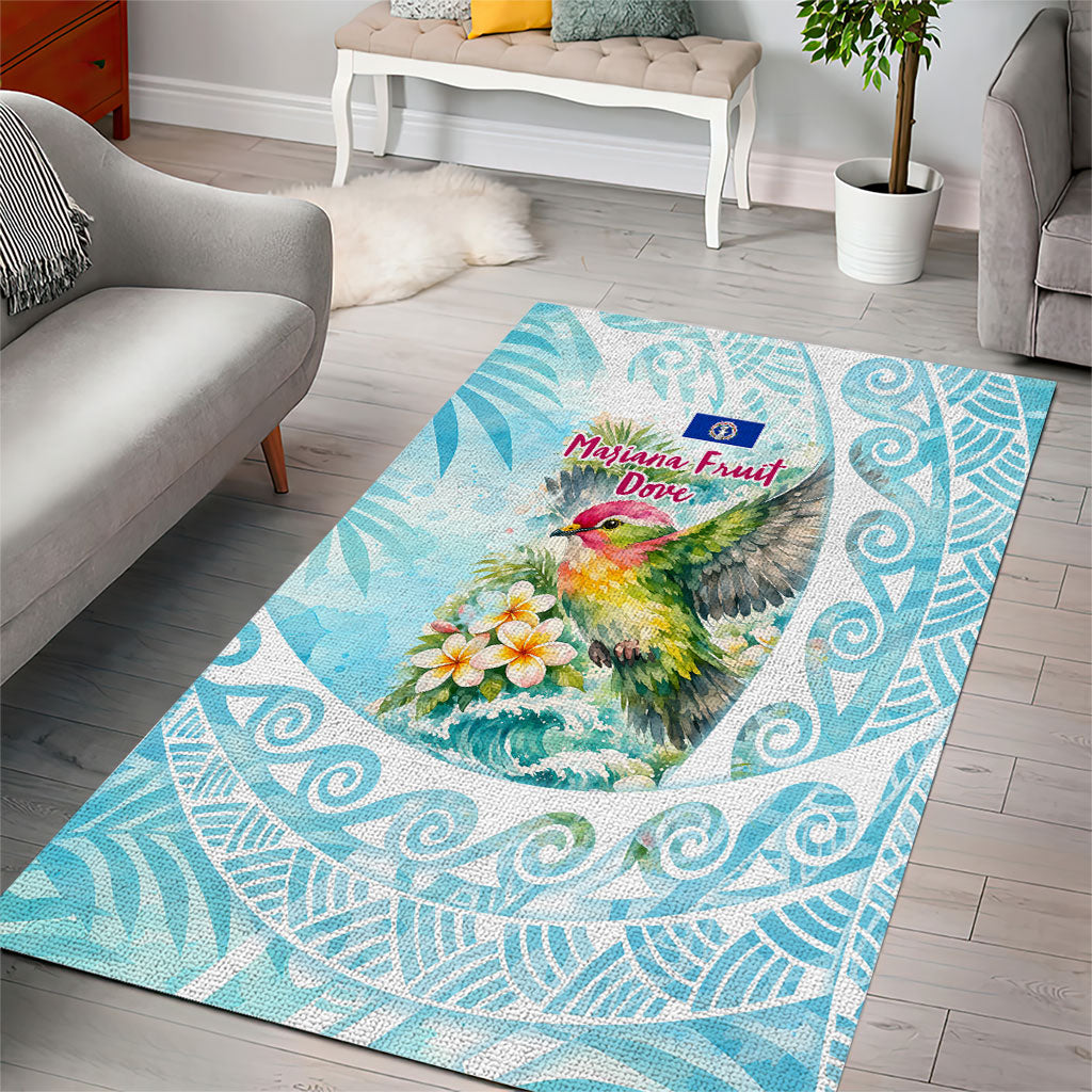 Saipan CMNI Area Rug Polynesian Northern Mariana Islands Fruit Dove Watercolor