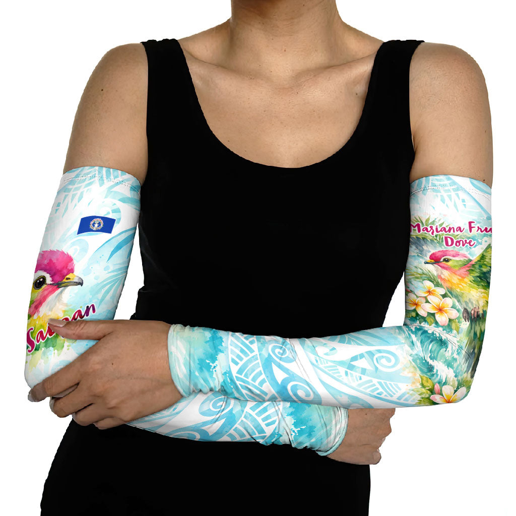 Saipan CMNI Arm Sleeves Polynesian Northern Mariana Islands Fruit Dove Watercolor